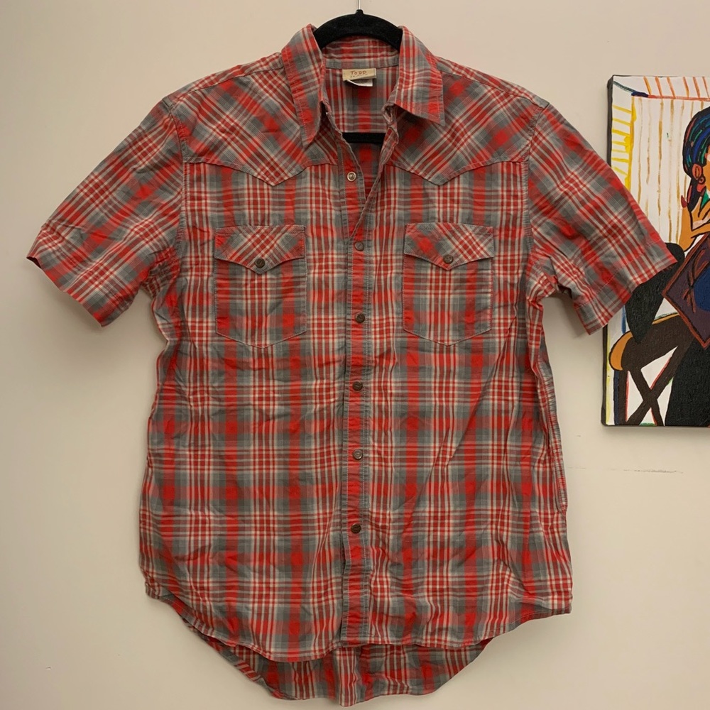 Todd Oldham Tartan Plaid Western Button Down